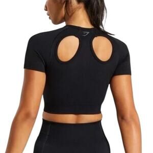 Gym Shark Ultra Seamless Cropped Top Black Size Medium